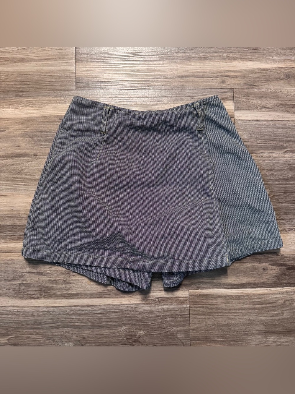VINTAGE Casual Denim Skort in Washed Blue